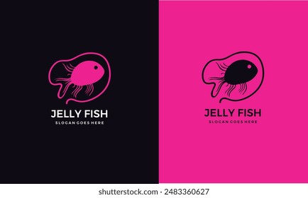 Jellyfish logo graphic design concept. Editable sea jellyfish element.	