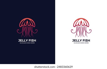 Jellyfish logo graphic design concept. Editable sea jellyfish element.	