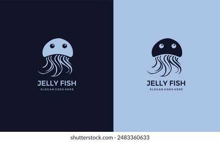 Jellyfish logo graphic design concept. Editable sea jellyfish element.	