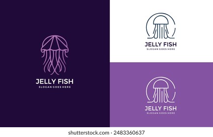 Jellyfish logo graphic design concept. Editable sea jellyfish element.	