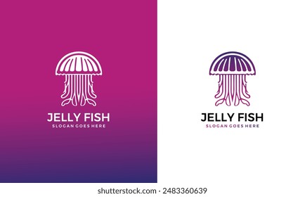 Jellyfish logo graphic design concept. Editable sea jellyfish element.	