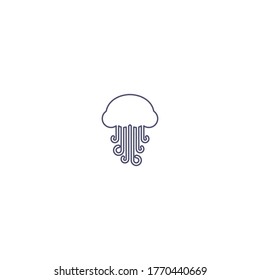 jellyfish logo icon design with simple line art style