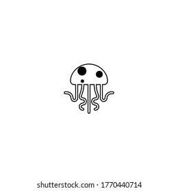 jellyfish logo icon design with simple line art style
