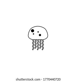 jellyfish logo icon design with simple line art style