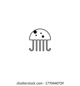 jellyfish logo icon design with simple line art style