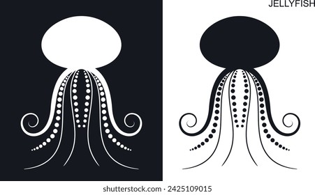Jellyfish logo. Isolated jellyfish on white background