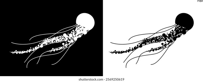 Jellyfish logo. Isolated jellyfish on white background