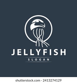 Jellyfish Logo Meerestierdesign mit Produktmarken-Inspiration einfache minimalistische Linie Vektorvorlage