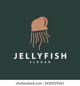 Jellyfish logo sea animal design with product brand inspiration simple minimalist line vector template
