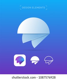 Jellyfish logo template. Origami material design, flat and line style. Application icon