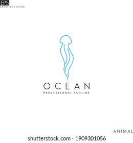 Jellyfish. Logo template. Outline style