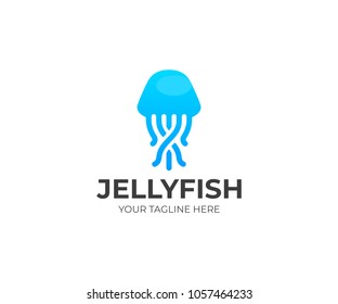 Jellyfish logo template. Sealife vector design. Marine animal logotype