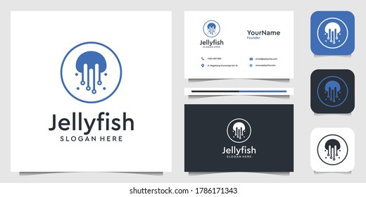 Jellyfish logo vector illustration graphic in modern style. Good for brand, advertising, icon, water, animal, clean, simple, and business card