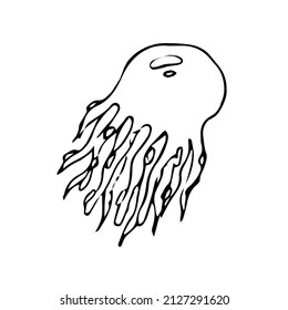 Jellyfish is a marine animal on a white background.Vector illustration, hand drawing.