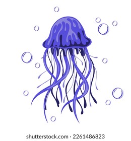 Jellyfish. Marine dweller. Concept of sea and ocean life. Vector illustration