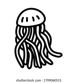 Jellyfish marine fish aquatic icon doodle freehand style vector illustration