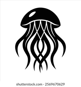 jellyfish mascot vector silhouette design with white background