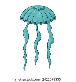 Jellyfish medusa logo in cartoon, flat style. Vector illustration isolated on a white background.