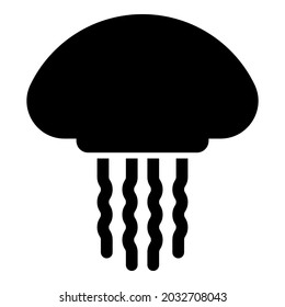 Jellyfish medusa marine animal underwater icon black color vector illustration flat style image