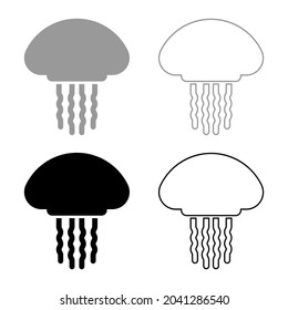 Jellyfish medusa marine animal underwater set icon grey black color vector illustration flat style image