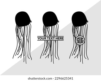 Jellyfish Monogram Vector Illustration Silhouette