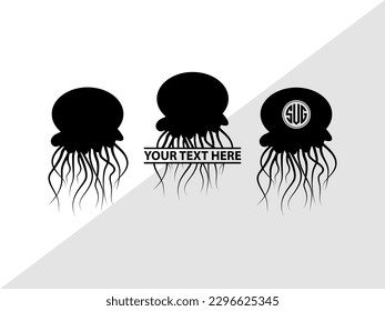 Jellyfish Monogram Vector Illustration Silhouette