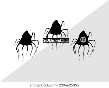 Jellyfish Monogram Vector Illustration Silhouette
