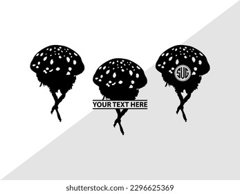 Jellyfish Monogram Vector Illustration Silhouette