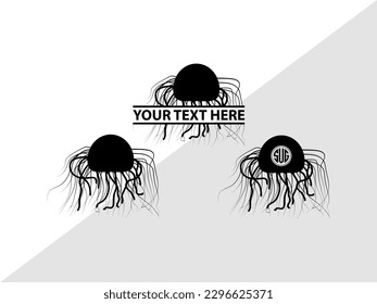 Silución de la ilusión del vector monograma de la medusa