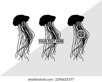 Jellyfish Monogram Vector Illustration Silhouette