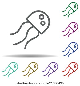 Jellyfish in multi color style icon. Simple thin line, outline vector of seaside icons for ui and ux, website or mobile application