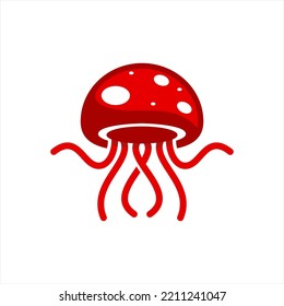 Jellyfish and Mushroom logo design concept.