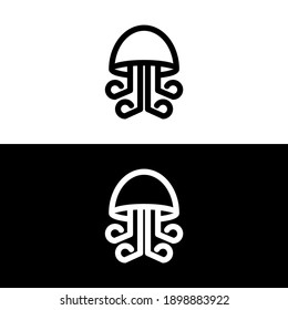 jellyfish octopus mushroom vector. Abstract emblem, design concept, logo, logotype element for template.