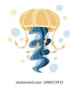 Jellyfish on an isolated background. Sea creature illustration in flat style. Sea animal vector icon. Suitable for postcard, banner, cover