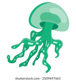 Jellyfish on an isolated white background. Flat sea creature illustration. Sea animal vector icon.