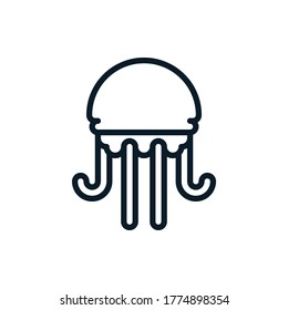 Jellyfish outline icons. Vector illustration. Editable stroke. Isolated icon suitable for web, infographics, interface and apps.