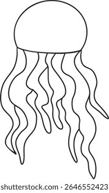 Jellyfish outline vector illustration Hand-drawn art line Great for coloring book, greeting cards, educational material, kids party invitations	
