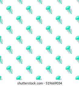Jellyfish pattern. Cartoon illustration of jellyfish vector pattern for web