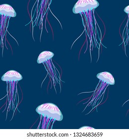 jellyfish pattern on blue background