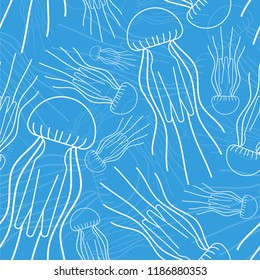 Jellyfish pattern seamless. Marine animal background Vector  