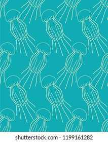Jellyfish pattern seamless. Marine animal background Vector  