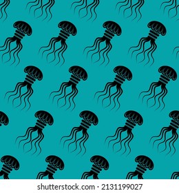 Jellyfish pattern seamless. medusa background. marine animal Vector texture