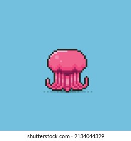 a jellyfish in pixel style