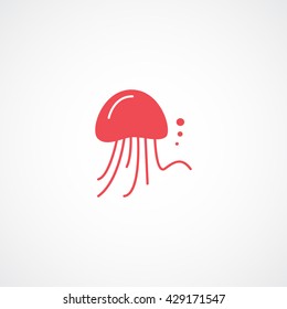 Jellyfish Red Icon On White Background
