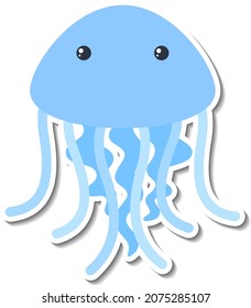 Jellyfish sea animal cartoon sticker illustration