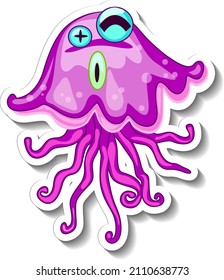 Jellyfish sea animal cartoon sticker illustration