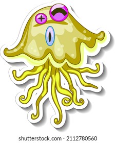 Jellyfish sea animal cartoon sticker illustration