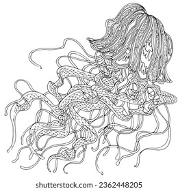 Jellyfish Sea creature vector hand drawn