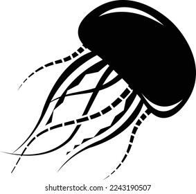 Jellyfish or sea jellies concept, Medusozoa nettle vector icon design, Sea Food symbol, Underwater Animals sign, aquatic Common species stock illustration 