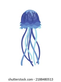 Jellyfish. Sea wildlife or ocean fauna concept. Aquatic underwater or undersea animal. Creative medusa flat icon for web design. Colorful swimming marine creature